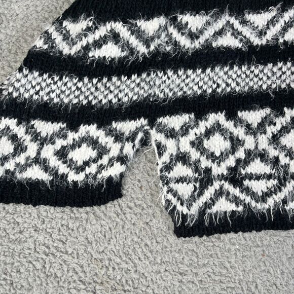 Abercrombie & Fitch Cardigan Sweater Girls M 12 Black White Fair Isle Open Front - Picture 7 of 11